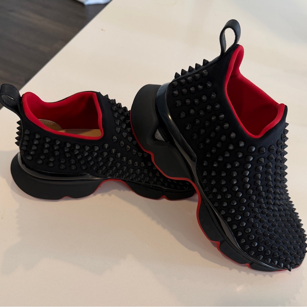 Christian Louboutin Black Spiked Slip-Ons